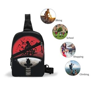Cool Anime Crow Sling Backpack Chest Bag Waterproof Crossbody Shoulder Bag, Adjustable Travel Hiking Daypack for Men Women Hiking Outdoor