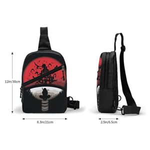 Cool Anime Crow Sling Backpack Chest Bag Waterproof Crossbody Shoulder Bag, Adjustable Travel Hiking Daypack for Men Women Hiking Outdoor