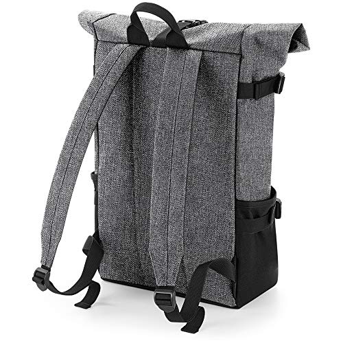 BagBase Block Roll-Top Backpack (One Size) (Gray Marl/Black)