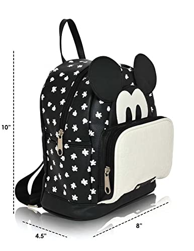 Mickey Mouse Premium Mini Backpack - Mickey Mouse Classic Double Strap 10 Inch Mini Backpack (Black Pink Mickey)