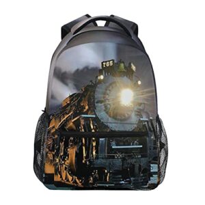 vintage locomotive train school backpack for kids boys,retro train laptop backpack student college school bag bookbag for primary junior high school, casual travel camping hiking daypack
