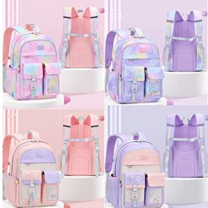 ZHANAO Star-Print Backpack for Girls Primary Students Bookbag Elementary Cute Student School Bag