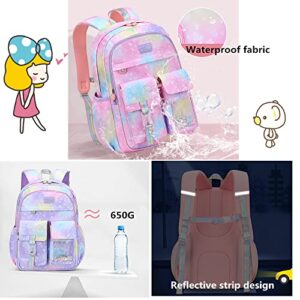 ZHANAO Star-Print Backpack for Girls Primary Students Bookbag Elementary Cute Student School Bag