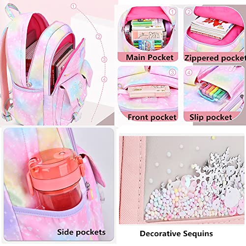 ZHANAO Star-Print Backpack for Girls Primary Students Bookbag Elementary Cute Student School Bag