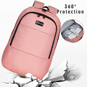 ZOMAKE Travel Laptop Backpack for Women Men:Anti Theft Water Resistant College School Bag - Computer Bookbag with USB Charging Port Business Work Backpacks Fits 15.6 Inch Laptop (15.6 Inch,a-pink)