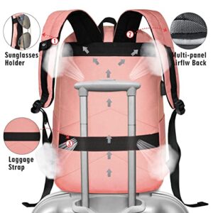 ZOMAKE Travel Laptop Backpack for Women Men:Anti Theft Water Resistant College School Bag - Computer Bookbag with USB Charging Port Business Work Backpacks Fits 15.6 Inch Laptop (15.6 Inch,a-pink)