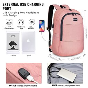 ZOMAKE Travel Laptop Backpack for Women Men:Anti Theft Water Resistant College School Bag - Computer Bookbag with USB Charging Port Business Work Backpacks Fits 15.6 Inch Laptop (15.6 Inch,a-pink)