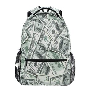 backpack funny american dollar money adults school bag casual college bag travel zipper bookbag hiking shoulder daypack for women men