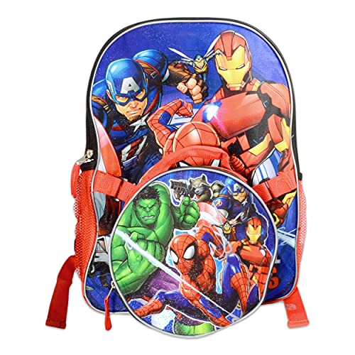 Marvel Shop Marvel Avengers Backpack for Boys, Girls, Kids - 7 Pc Bundle With 16 Marvel Superhero School Bag, Avengers Lunch Bag, Water Pouch, Stickers, And More (Avengers School Supplies), Large