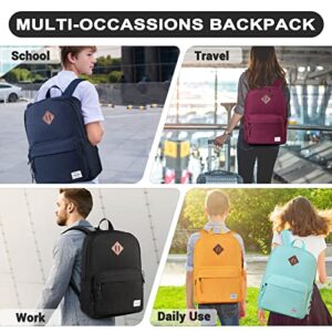 RAVUO School Backpack for Men Women, Ultra Lightweight Basic Bookbags Casual Daypack Black Backpack for Kids Teen Girls Boys