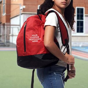 DISCOUNT PROMOS 24 Quick Zip Backpacks Set - Customizable Text, Logo - Polyester, Unique features, Front Pocket, Vibrant - Red