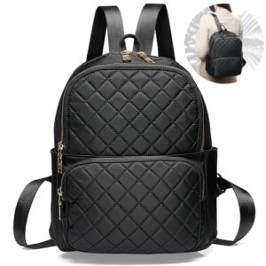 backpack for women and girls, chic geometric design casual school bag, waterproof oxford cloth shoulder bag, multi-pocket large capacity backpack for school, office