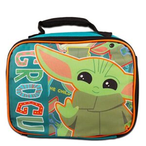 Baby Yoda Backpack and Lunch Box Set - Mandalorian School Supplies Bundle with Insulated Bag Plus Star Wars Decals, Water Bottle, More (Mandalorian for Boys),