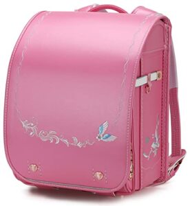 ransel randoseru backpack automatic satchel japanese school bag wing embroidery pu bookbag for girls cosplay