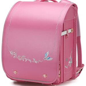 Ransel Randoseru Backpack Automatic Satchel Japanese School Bag Wing Embroidery PU Bookbag For Girls Cosplay