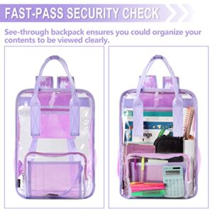 VASCHY Clear backpack for Women, Heavy Duty Transparent See Through Stadium Approved Square Backpack for Teen Girls Bookbag Schoolbag Unicorn