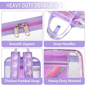 VASCHY Clear backpack for Women, Heavy Duty Transparent See Through Stadium Approved Square Backpack for Teen Girls Bookbag Schoolbag Unicorn