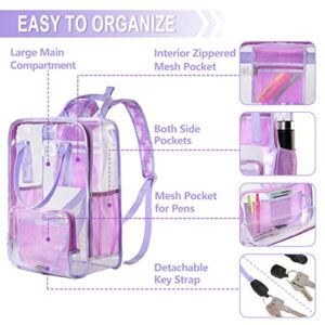 VASCHY Clear backpack for Women, Heavy Duty Transparent See Through Stadium Approved Square Backpack for Teen Girls Bookbag Schoolbag Unicorn