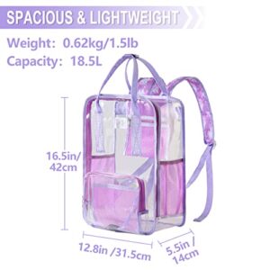 VASCHY Clear backpack for Women, Heavy Duty Transparent See Through Stadium Approved Square Backpack for Teen Girls Bookbag Schoolbag Unicorn