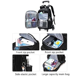 Geometric prints Rolling Backpack for Boys Side-Opening Waterproof Daypack with Wheels Student School Bag Travel Bag