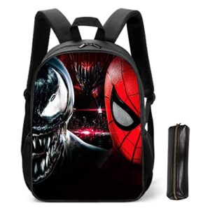 youth novelty printed backpack, classic movie anime cosplay dayback, 17 inches high capacity with pencil case, unisex