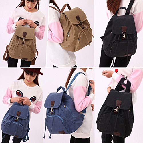 WITERY Canvas Backpack Vintage Daypack Casual Bookbag Laptop Backpacks Travel Rucksack for Women Girls Blue