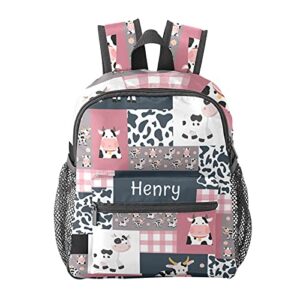 grandkli cow print plaid personalized kids toddler backpack for boys girls ,custom mini school backpack bags kindergarten, 10 inch(l) x 4 inch(w) x 12 inch(h)