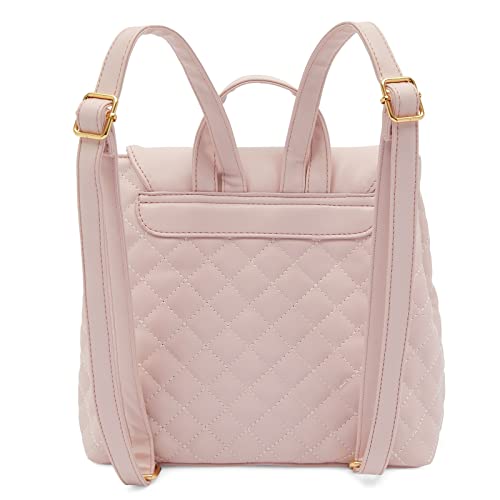 Pink PU Quilted Leather Mini Backpack Purse for Teen Girls with Double Buckle Closure (10 x 4 In, Pink)