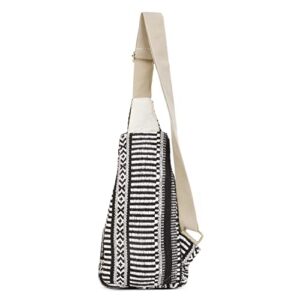 Suman Enterprises Hemp Sling Backpack- Hemp Cross body Bag- Hemp Shoulder Backpack Adjustable Strap for Men & Women (Black & White)