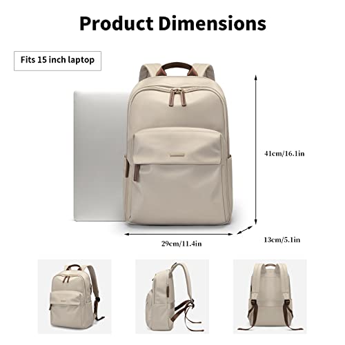 GOLF SUPAGS Laptop Backpack for Women Fits 15 Inch Notebook Casual Daypack Purse Work Travel College School Bag (Apricot)