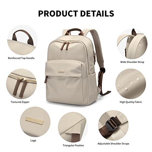 GOLF SUPAGS Laptop Backpack for Women Fits 15 Inch Notebook Casual Daypack Purse Work Travel College School Bag (Apricot)