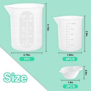 7 pcs Silicone Measuring Cups kits, 1 pc 250ml Silicone Cups, 4 pcs 100ml Non-Stick Mixing Cups , 2 pcs 10ml Silicone Mold Cup Dispenser, For Casting Moulds, Jewelry Making, Diy, Crafts