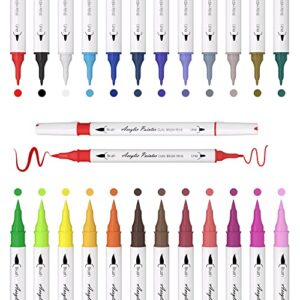 mogyann acrylic paint pens, 24 colors dual tip paint markers with brush tip and fine tip, colored markers for rock, wood, canvas painting, glass, ceramic surfaces