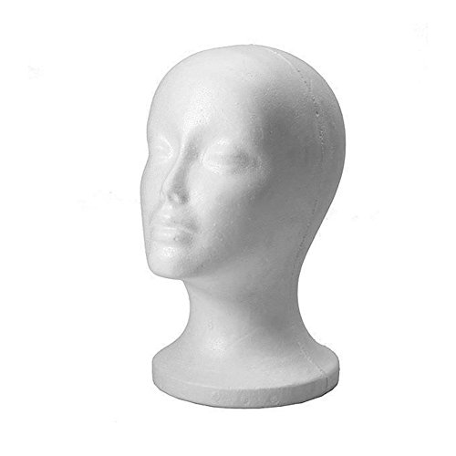 Gsdviyh36 Female Foam Mannequin Head Model Hat Wig Jewelry Holder Shop Display Stand Rack, Flat and Smooth Without Holes, Non-Toxic and Odorless 53x26cm