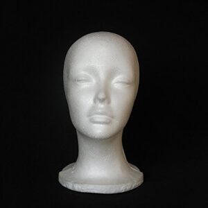 Gsdviyh36 Female Foam Mannequin Head Model Hat Wig Jewelry Holder Shop Display Stand Rack, Flat and Smooth Without Holes, Non-Toxic and Odorless 53x26cm