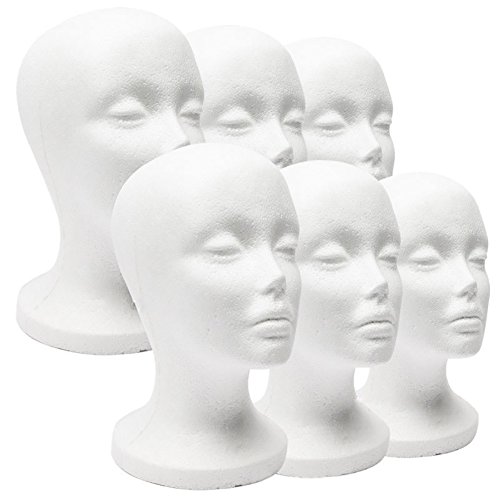 Gsdviyh36 Female Foam Mannequin Head Model Hat Wig Jewelry Holder Shop Display Stand Rack, Flat and Smooth Without Holes, Non-Toxic and Odorless 53x26cm