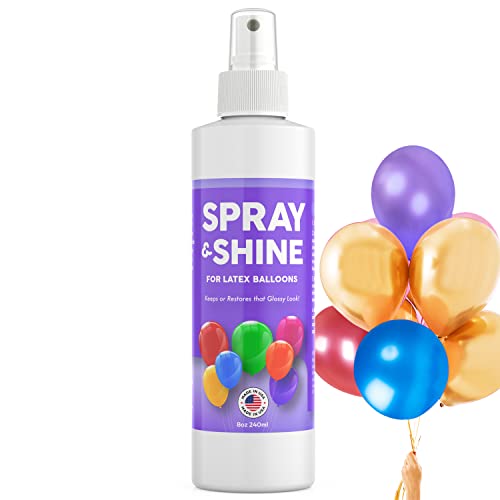 8 oz Shine Spray for Balloons - Latex Balloon Gloss Shine for a Brilliant Appearance - Hi Gloss - Brillo Para Globos - Made in USA 8oz Balloon Spray for Latex Balloons - Spray Shine - Made in USA