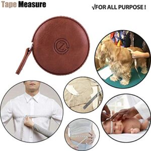 Sewing Tape Measure, Medical Body Cloth Tailor Craft Dieting Measuring Tape, 60 Inch/1.5M Dual Sided Retractable Ruler with Push Button Round(1 Pack, Brown)