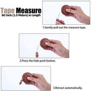 Sewing Tape Measure, Medical Body Cloth Tailor Craft Dieting Measuring Tape, 60 Inch/1.5M Dual Sided Retractable Ruler with Push Button Round(1 Pack, Brown)