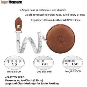 Sewing Tape Measure, Medical Body Cloth Tailor Craft Dieting Measuring Tape, 60 Inch/1.5M Dual Sided Retractable Ruler with Push Button Round(1 Pack, Brown)