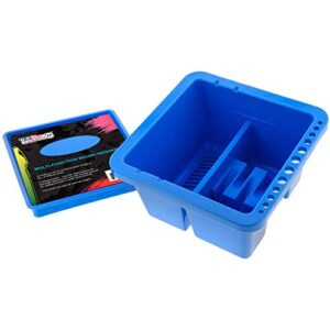u.s. art supply 12 hole multi-function plastic brush washer, cleaner and holder with palette lid – clean, dry, rest, store, hold artist paint brushes – cleaning acrylic, watercolor, oil painting