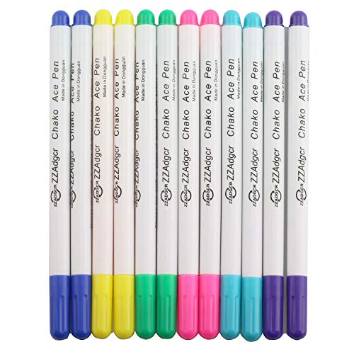 Disappearing Ink Fabric Marker Pen for Sewing Art Washable Art and Lettering 12PCS 6 Color Vanishing Air Erasable Pen