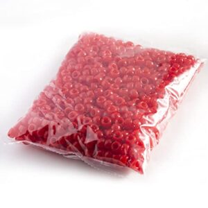 1000 Pcs Acrylic Red Pony Beads 6x9mm Bulk for Arts Craft Bracelet Necklace Jewelry Making Earring Hair Braiding (RED2)