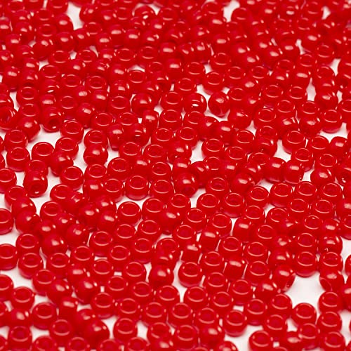 1000 Pcs Acrylic Red Pony Beads 6x9mm Bulk for Arts Craft Bracelet Necklace Jewelry Making Earring Hair Braiding (RED2)