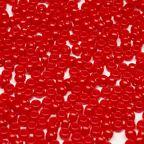 1000 Pcs Acrylic Red Pony Beads 6x9mm Bulk for Arts Craft Bracelet Necklace Jewelry Making Earring Hair Braiding (RED2)