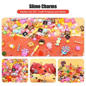 Kawaii Nail Charms, 50 Pcs Slime Charms Bulk, Candy Charms for Acrylic Nails, Cute Flatback Resin Charms for DIY Crafts Making, Ornament Scrapbooking