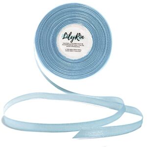 light blue ribbon 1/4 inches 36 yards satin roll perfect for art, wedding, wreath, baby shower, packing birthday, diy hair accessories scrapbooking, wrapping christmas other projects sky color