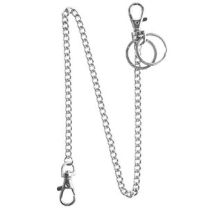 Wallet Chain, Teskyer 18" Silver Keychain with Both Ends Lobster Clasps and Extra 2 Rings for Keys, Wallet, Jeans Pants, Belt Loop, Purse Handbag-Silver