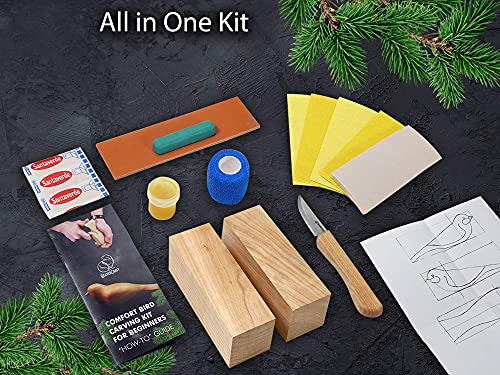 BeaverCraft, Wood Carving Kit Comfort Bird DIY - Complete Starter Whittling Knife Kit for Beginners Adults and Teens - Book Fun Project Carve Bird Hobby Whittling Knife - Learning Woodworking