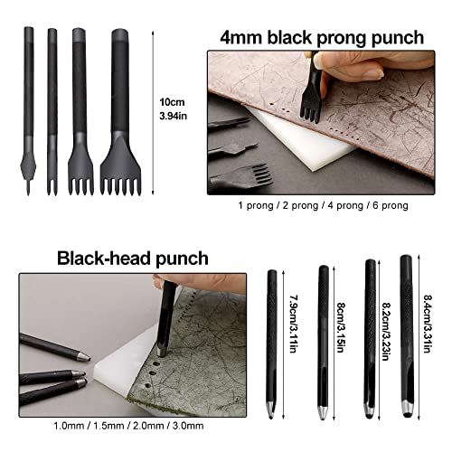 Leather Working Tools Leather Craft Kit and Supplies Upholstery Repair Kit with Waxed Thread Stitching Groover Awl for Punch Stitching, Leather Sewing and DIY Craft Making